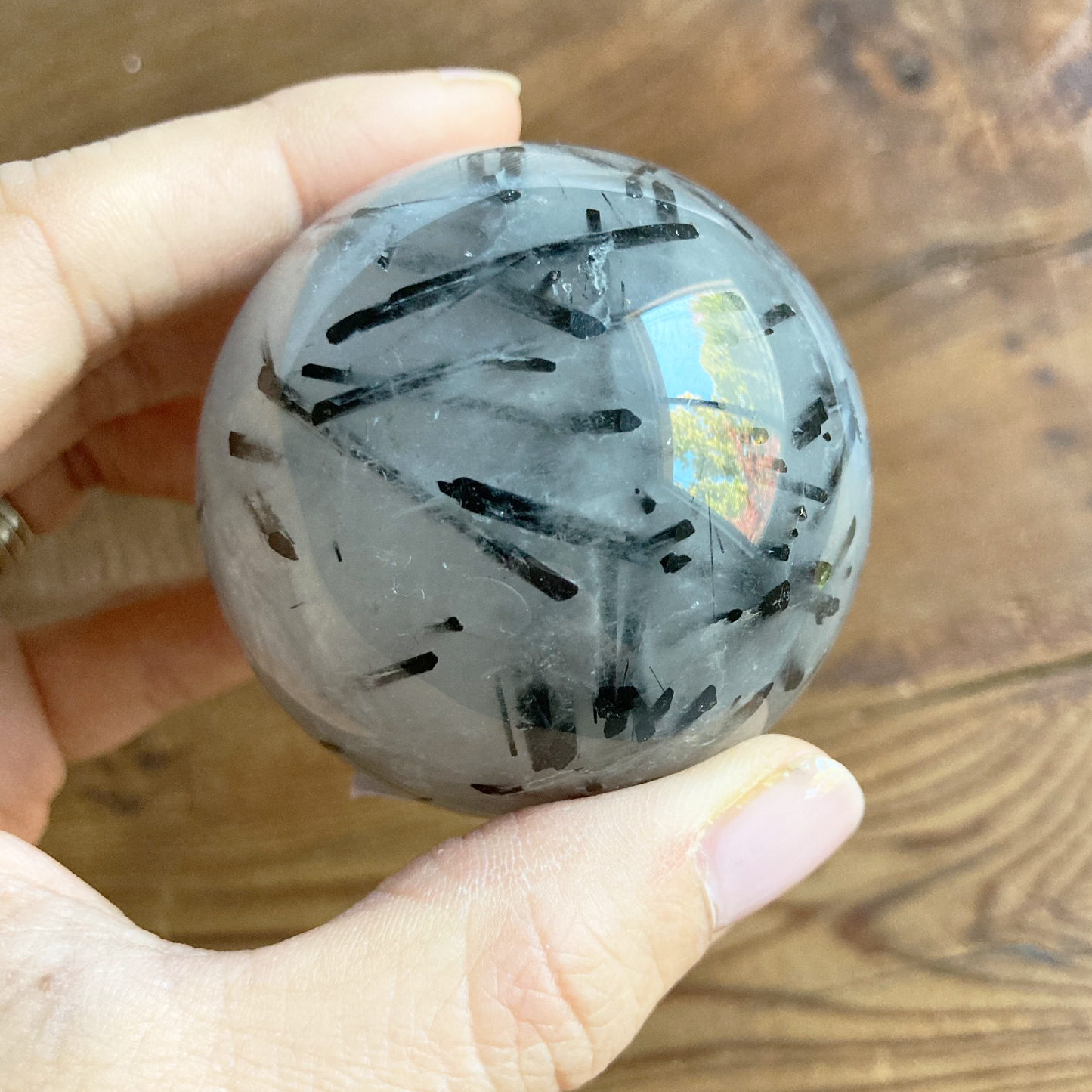 57mm Tourmalinated Quartz Sphere #0D