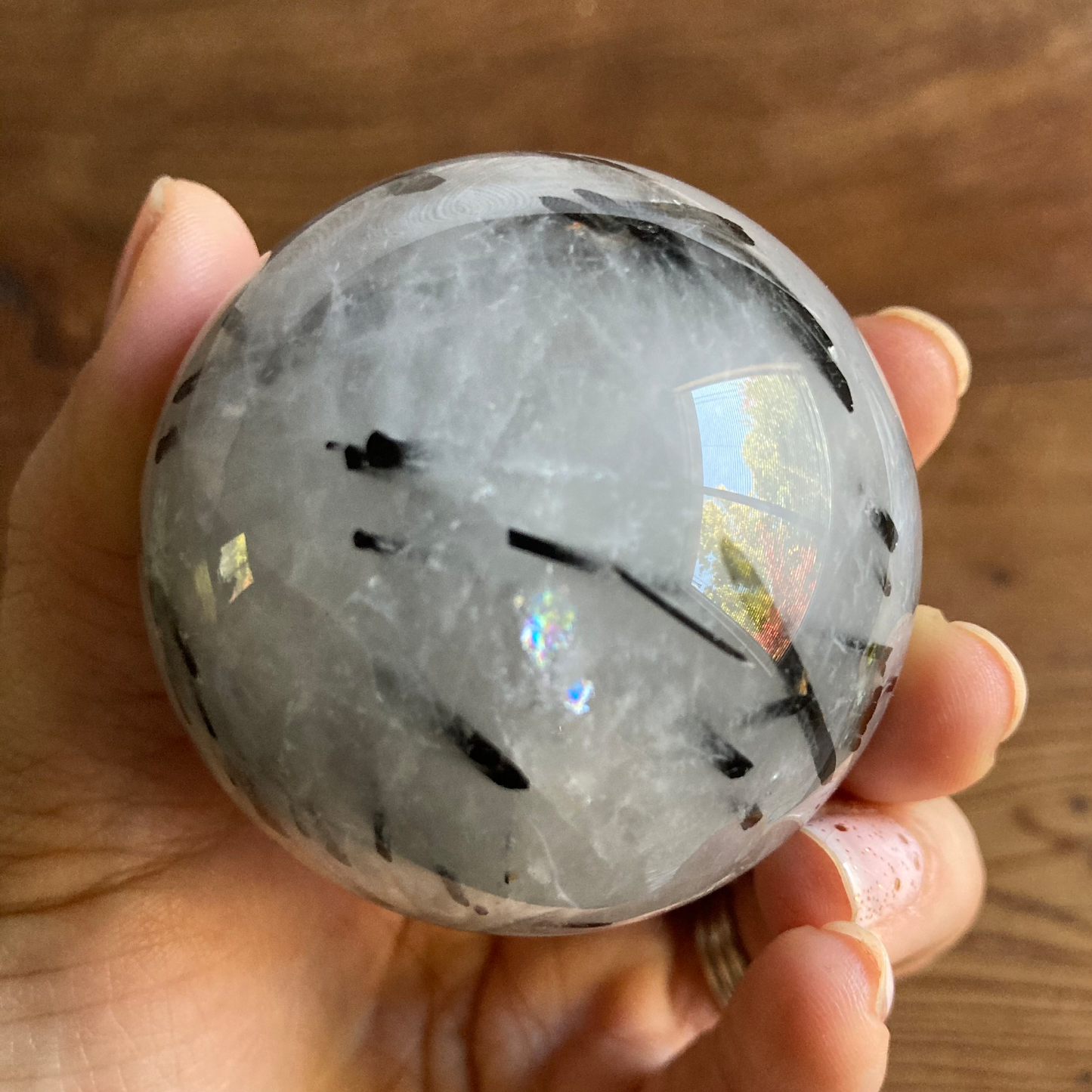 57mm Tourmalinated Quartz Sphere #0G