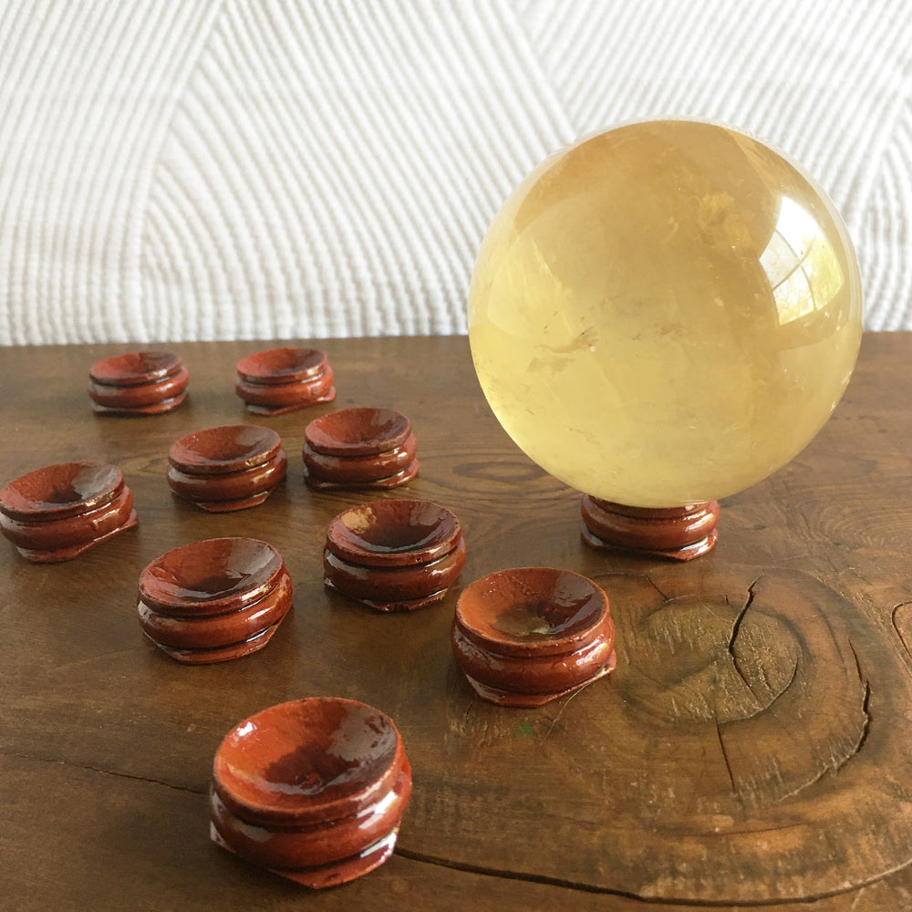 Lacquered Wood Sphere Egg Stands