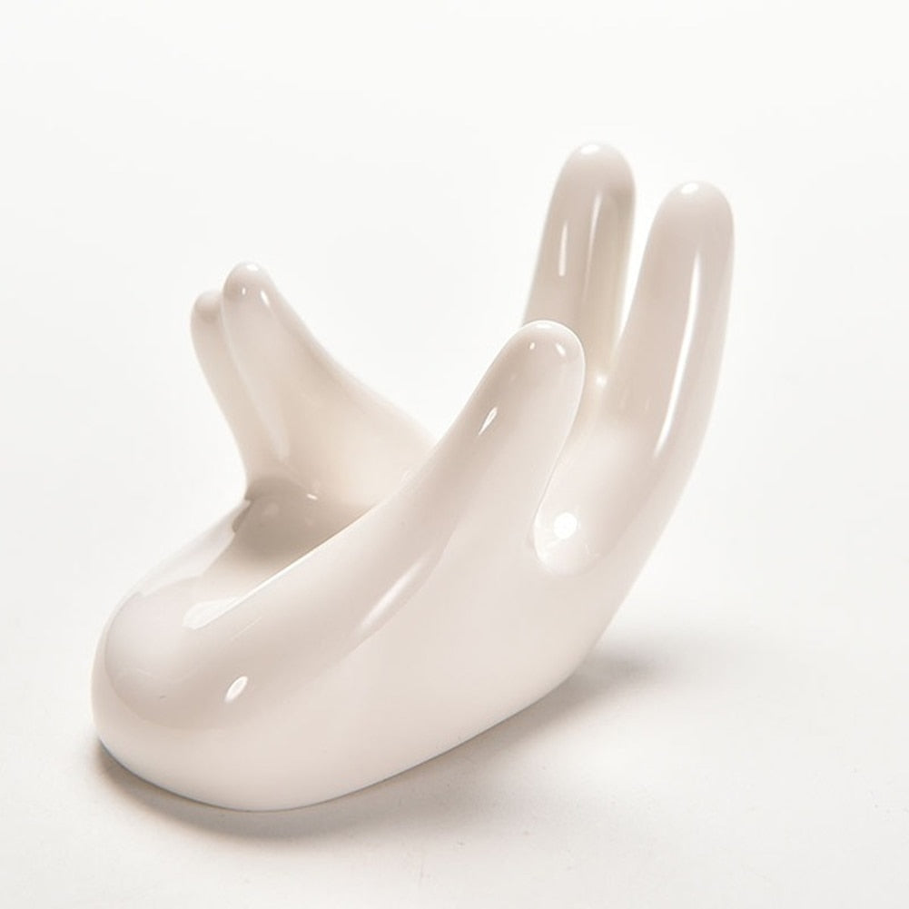 Single White Ceramic Hand Holder