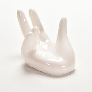 Single White Ceramic Hand Holder